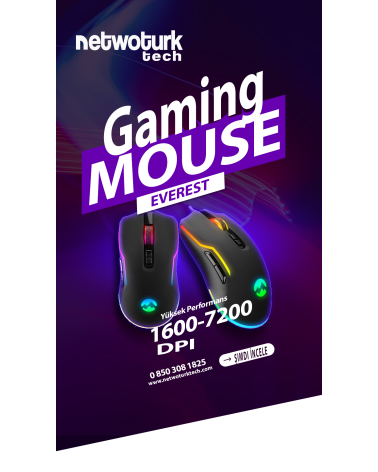 Everest SM-G14 DUSK Usb Siyah 1600-7200 dpi RGB Ledli Gaming Oyuncu Mouse