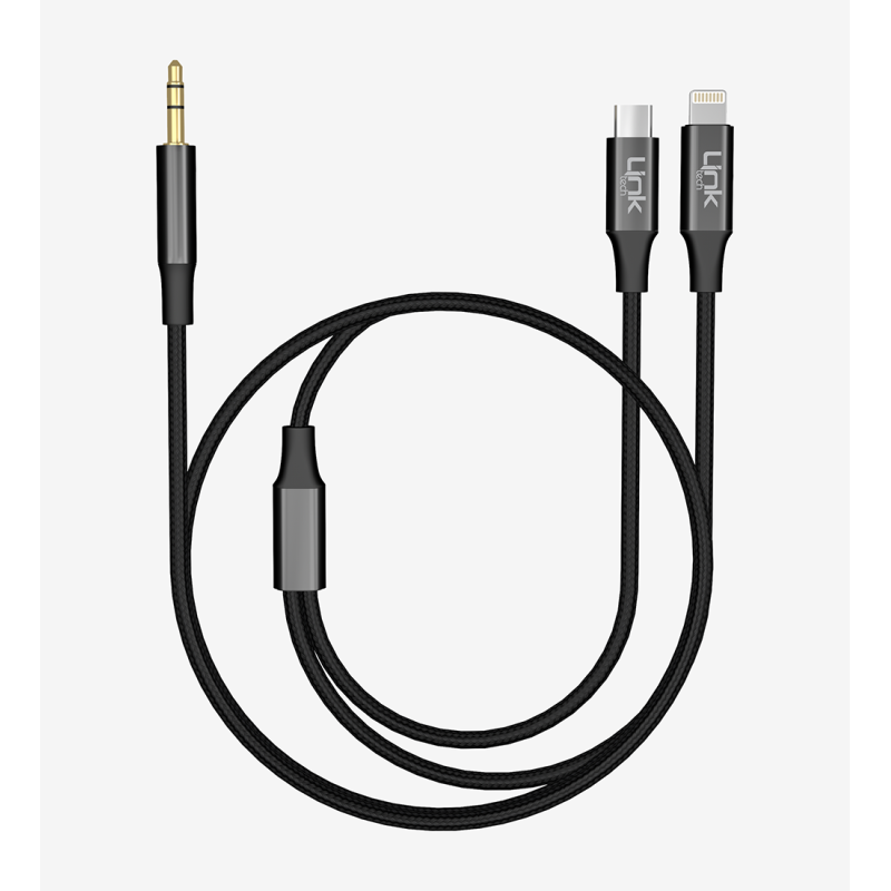 A204 2'si 1 Arada 3.5mm Aux Çıkışlı Type-C ve Lightning Ses Kablosu | 