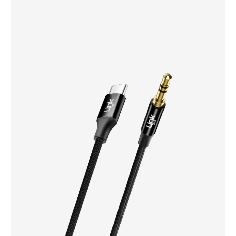 A586 1000mm Tip-C → 3.5mm Örgü Metal Jaklı AUX Kablosu | LinkTech