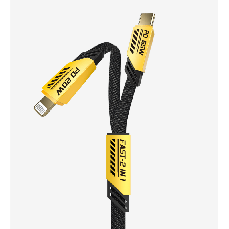 K475 Mecha Stil 120cm 65W+20W USB-C → Type-C + Lightning PD Hızlı Şarj