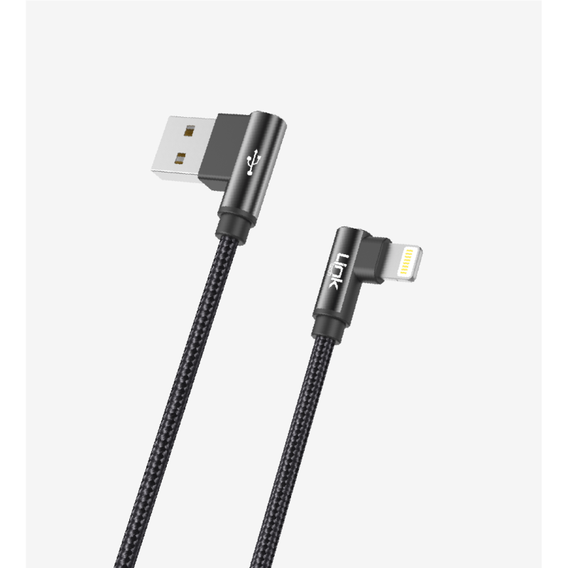 K593 Gaming 90° Derece Metalik Başlıklı 1500mm 3A Örgülü Lightning Şar