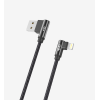 K593 Gaming 90° Derece Metalik Başlıklı 1500mm 3A Örgülü Lightning Şar