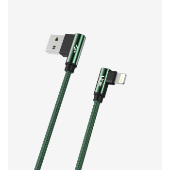 K593 Gaming 90° Derece Metalik Başlıklı 1500mm 3A Örgülü Lightning Şar