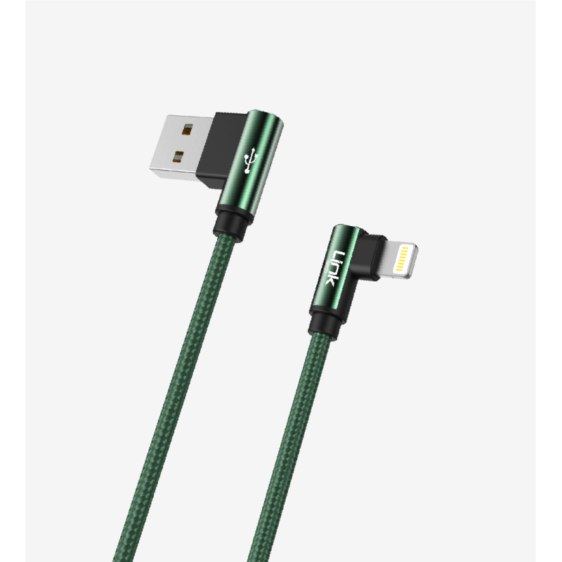 K593 Gaming 90° Derece Metalik Başlıklı 1500mm 3A Örgülü Lightning Şar