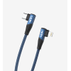 K596 Gaming 90° Derece Metalik Başlıklı 1500mm 3A 27W Örgülü Tip-C Lig