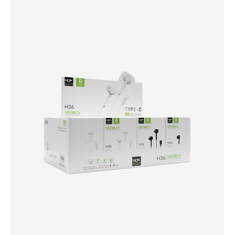 H36 Kulak İçi Tip-C Kablolu Mikrofonlu Kulaklık 40'lı Paket | LinkTech