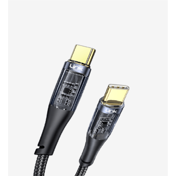 K670 Şeffaf 130cm 100W Tip-C → Tip-C Data Kablosu