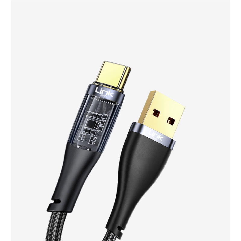 K671 Şeffaf 130cm 3A USB-A → Tip-C Data Kablosu