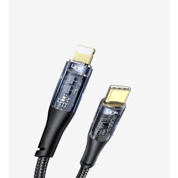 K673 Şeffaf 130cm 27W Tip-C → Lightning Data Kablosu