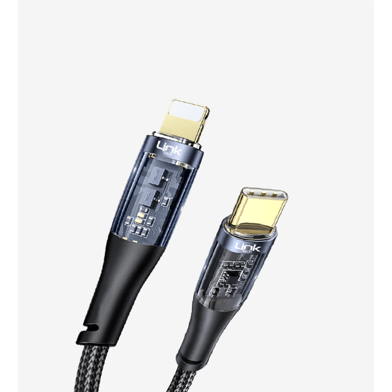 K673 Şeffaf 130cm 27W Tip-C → Lightning Data Kablosu | LinkTech