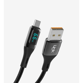 K681 Dijital Göstergeli PD 66W Çinko Başlı USB-A Tip-C Şarj Kablosu