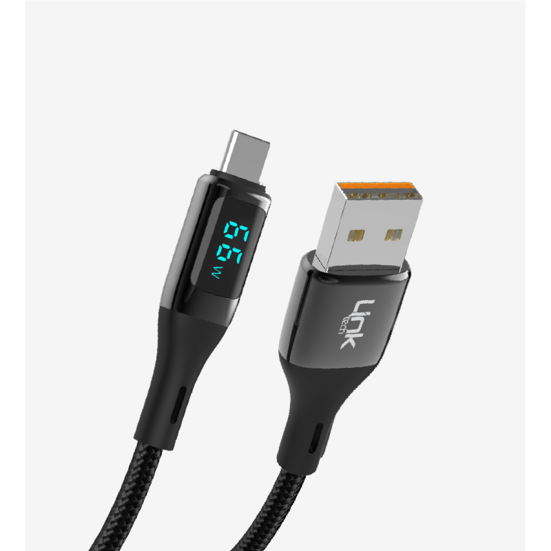 K681 Dijital Göstergeli PD 66W Çinko Başlı USB-A Tip-C Şarj Kablosu