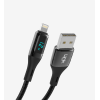 K682 Dijital Göstergeli PD 2.4A Çinko Başlı USB-A Lightning Şarj Kablo