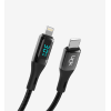 K683 Dijital Göstergeli PD 30W Çinko Başlı USB-C Lightning Şarj Kablos