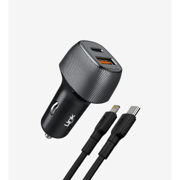 C498 38W Safe Dual PD Araç Şarj Aleti 27W Lightning Kablolu | LinkTech