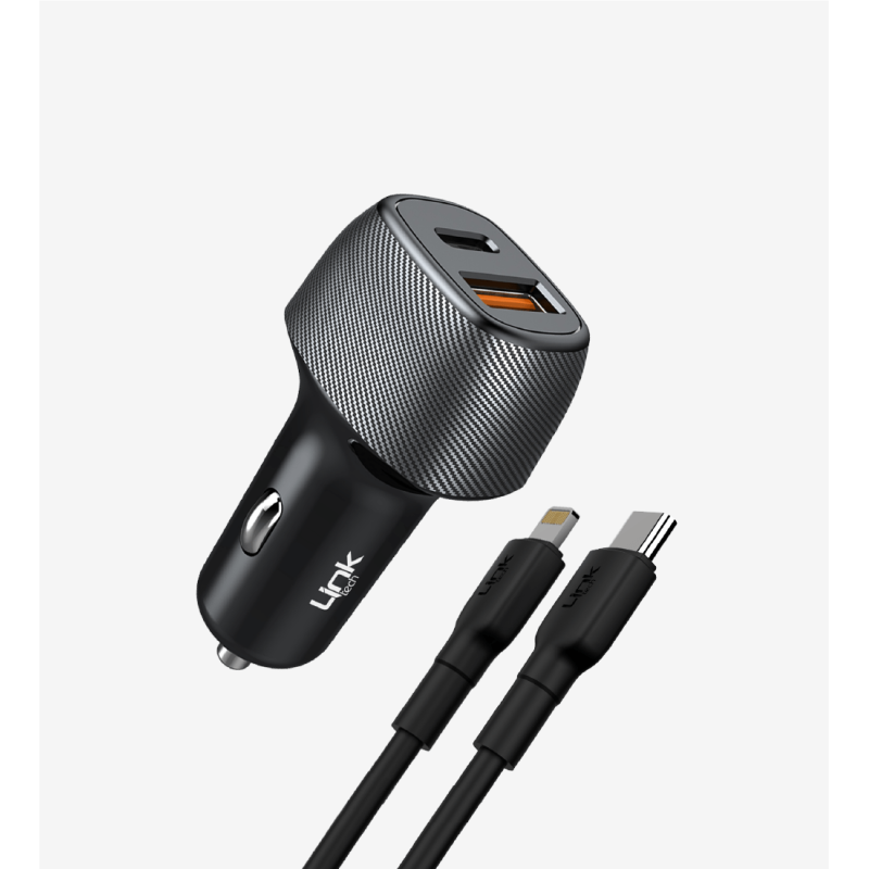C498 38W Safe Dual PD Araç Şarj Aleti 27W Lightning Kablolu | LinkTech