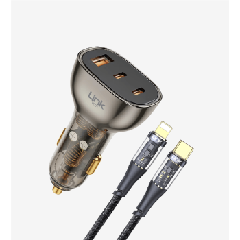 C507 Şeffaf 80W Çift PD (30+20W) & QC 30W Tip-C→Lightning Kablolu Süpe