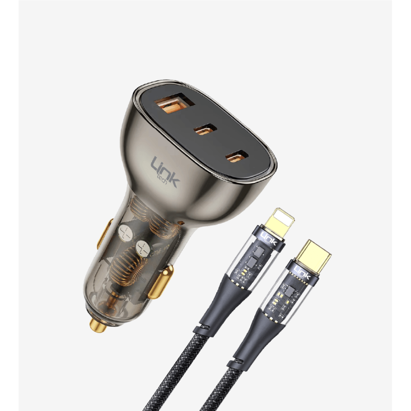 C507 Şeffaf 80W Çift PD (30+20W) & QC 30W Tip-C→Lightning Kablolu Süpe