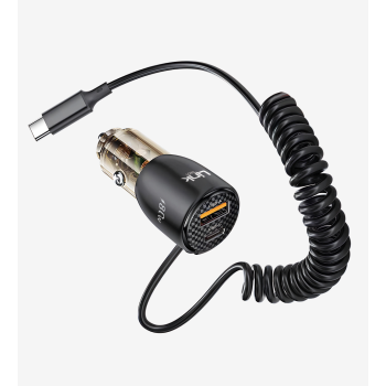 C509 Şeffaf Çift PD & QC Tip-C Kablolu 80W Süper Hızlı Araç Şarj Aleti