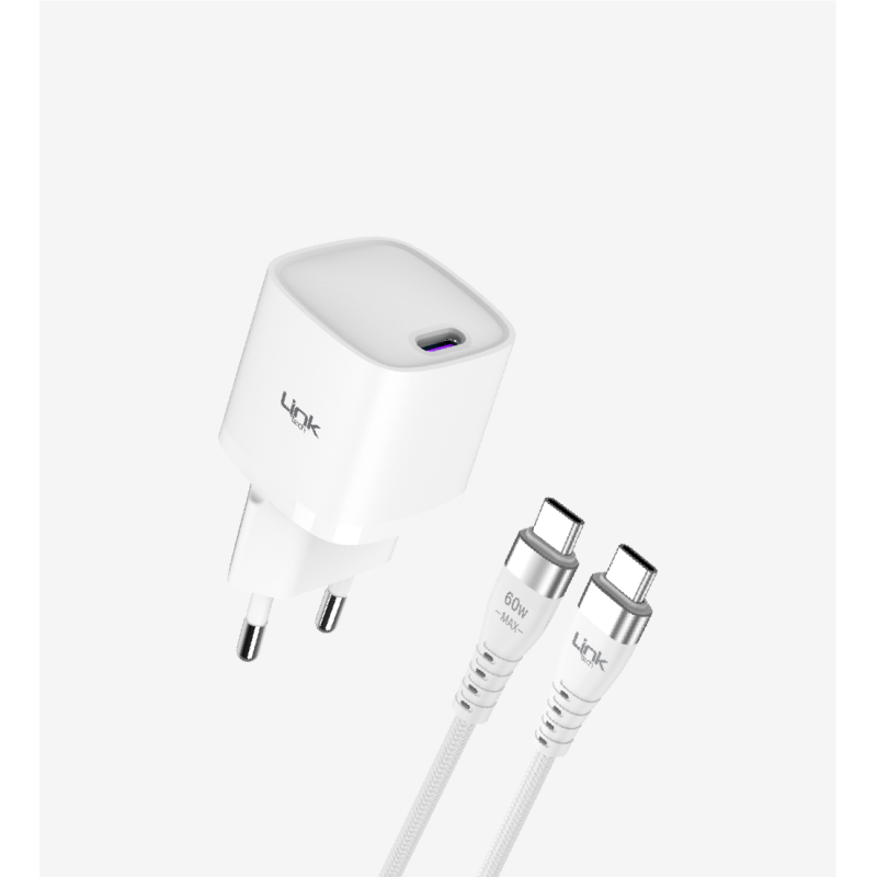 G842 Premium Tip-C Kablolu Mini 20W USB-C Süper SI GaN Şarj Adaptörü |