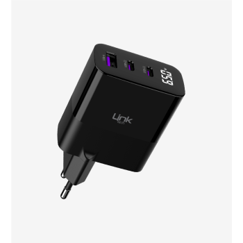 G852 Premium 3'lü Çıkış 65W Süper SI GaN Şarj Adaptörü | LinkTech