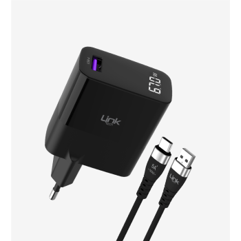 G860 Premium USB-A'dan Tip-C'ye Kablolu 67W Süper SI GaN Adaptörü | Li
