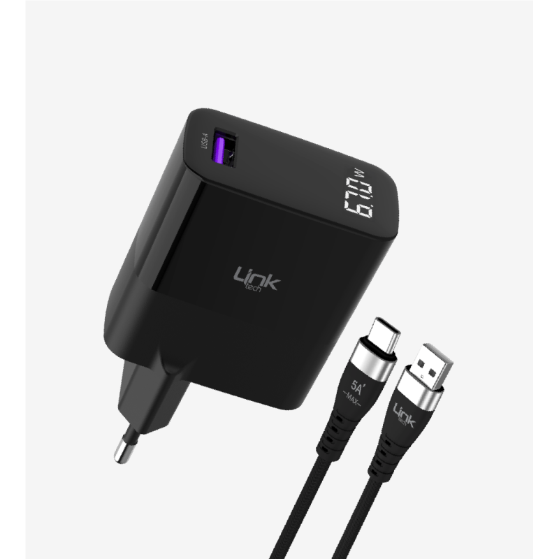 G860 Premium USB-A'dan Tip-C'ye Kablolu 67W Süper SI GaN Adaptörü | Li