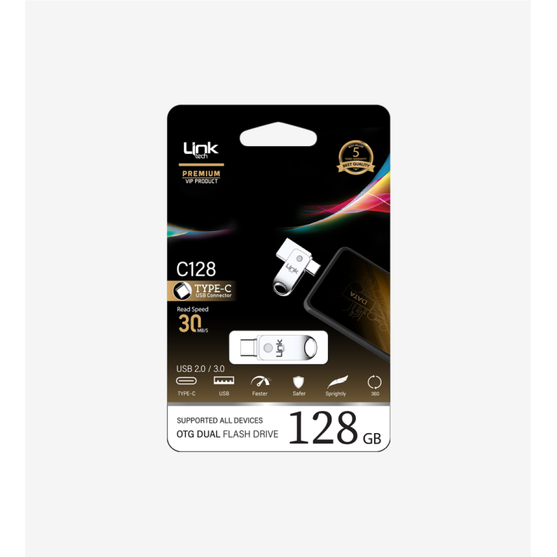 C128 Premium Dual 30mb/s 128GB Tip-C USB OTG Flash Bellek | LinkTech