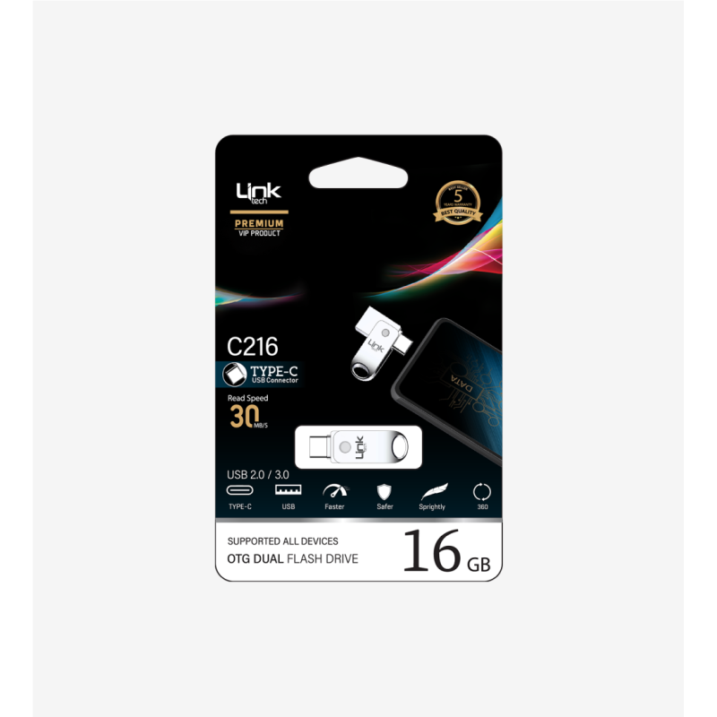 C216 Premium Dual 30mb/s 16GB Tip-C USB OTG Flash Bellek | LinkTech