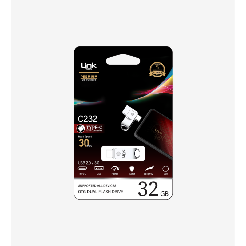 C232 Premium Dual 30mb/s 32GB Tip-C USB OTG Flash Bellek | LinkTech