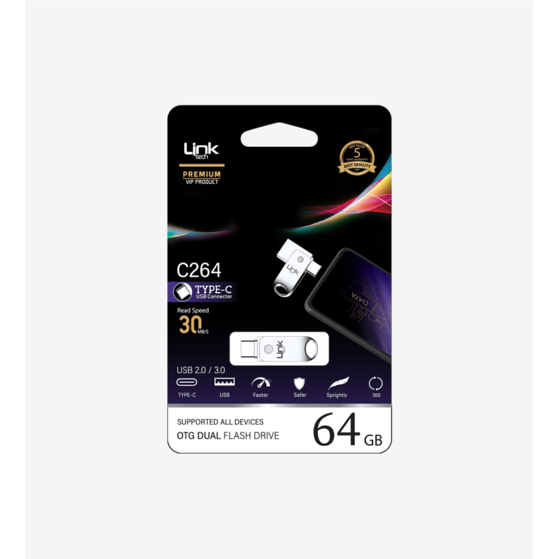 C264 Premium Dual 30mb/s 64GB Tip-C USB OTG Flash Bellek | LinkTech
