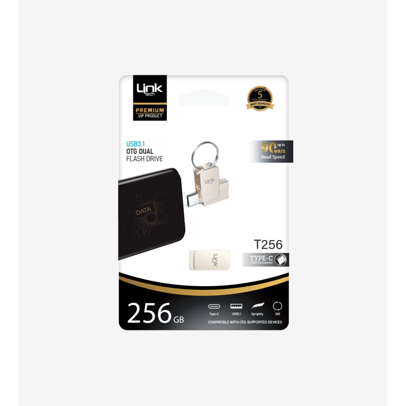 T256 Premium Dual 90mb/s 256GB Tip-C USB OTG Flash Bellek | LinkTech