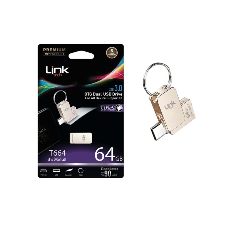 T664 Premium Dual 90mb/s 64GB Tip-C USB OTG Flash Bellek | LinkTech