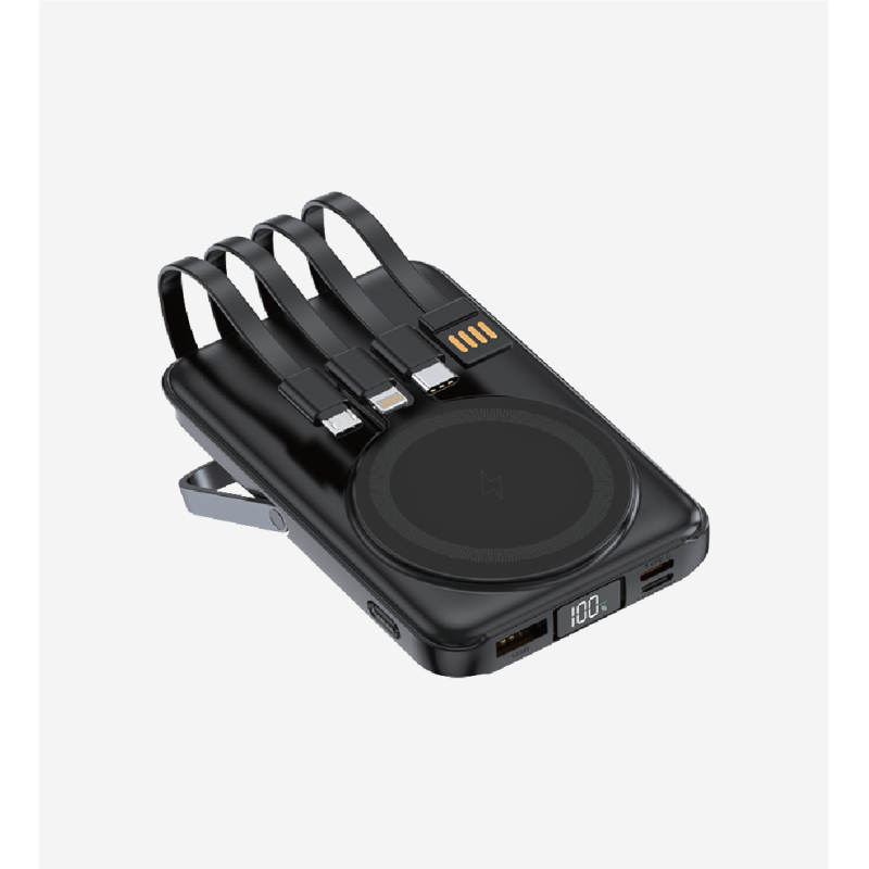 WF27 Mini LED Ekranlı Kablosuz Şarjlı 10.000 mAh Çoklu Kablolu Powerba