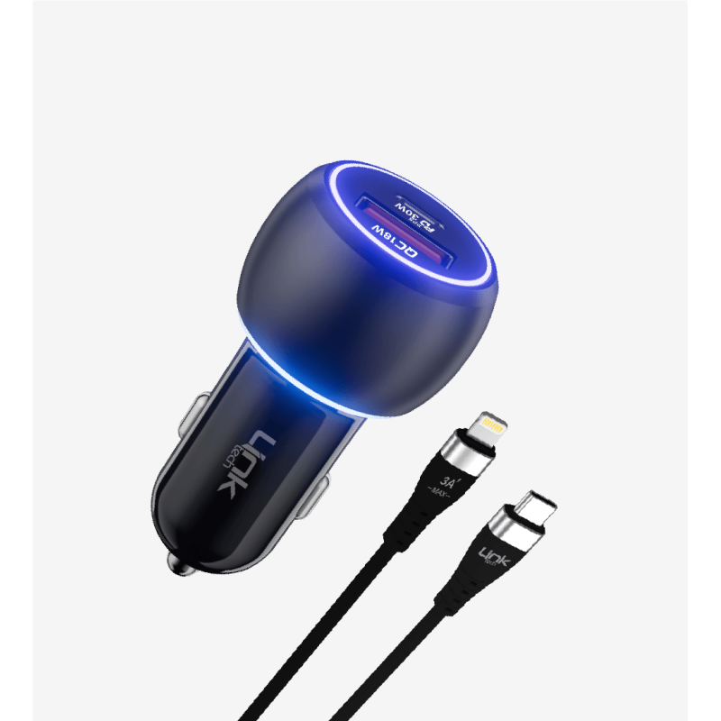 C685 Premium 48W Hızlı Araç Şarj Aleti 60W MFi Lightning Kablolu | Lin