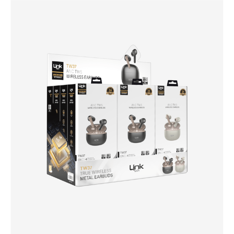 TW37 Premium Minimal IPX4 Sertifikalı ANC TWS Bluetooth Kulaklık 12'li