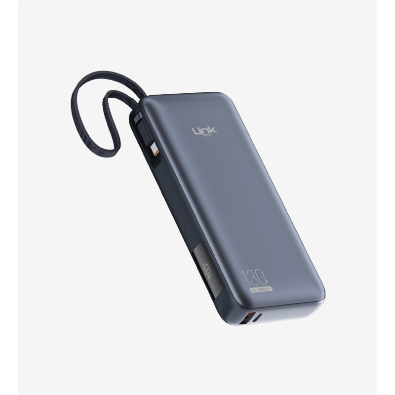 P131 Premium 130W Dijital Ekranlı Dahili Type-C Kablolu 20000 mAh Powe