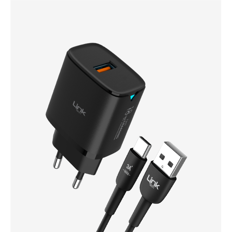 C303 Safe 18W USB-A Tip-C Kablolu Hızlı Şarj Cihazı | LinkTech