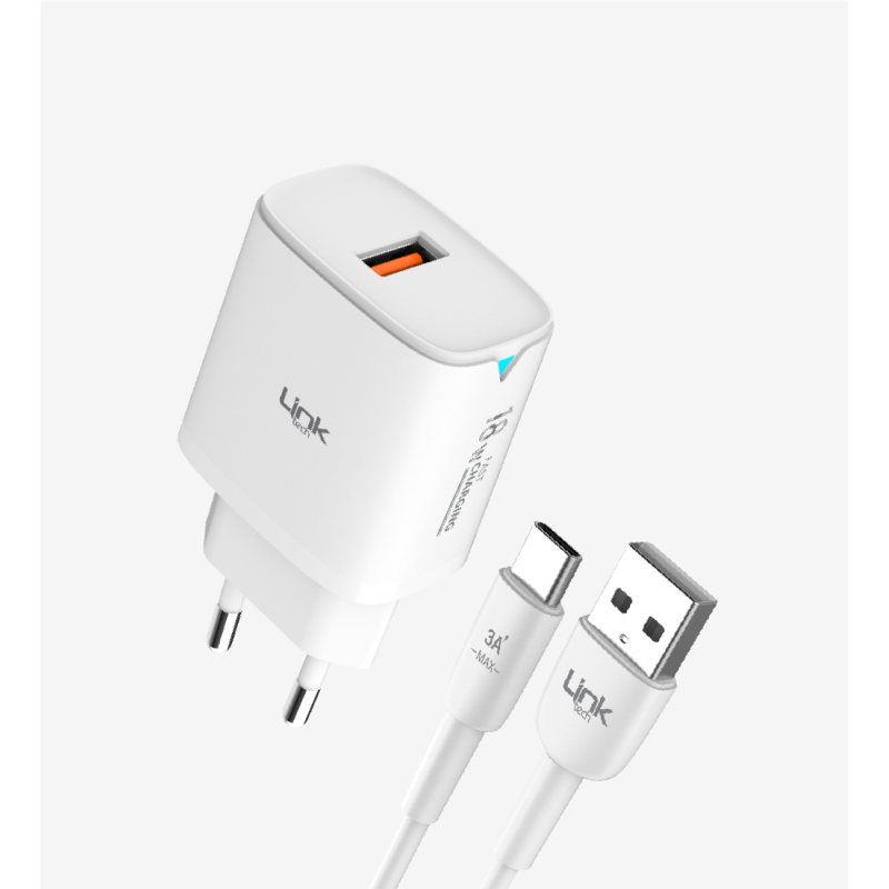 C303 Safe 18W USB-A Tip-C Kablolu Hızlı Şarj Cihazı | LinkTech