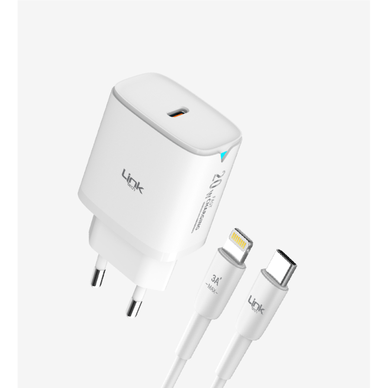 C308 Safe Tip-C Lightning Kablolu 20W Hızlı Şarj Cihazı | LinkTech