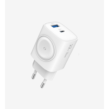 C320 Safe 22W Çift Portlu Hızlı Şarj Adaptörü + Akıllı Saat Şarj Deste